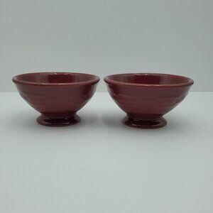 Longaberger Woven Traditions Paprika Footed Ice Cream Bowls Dessert Dishes